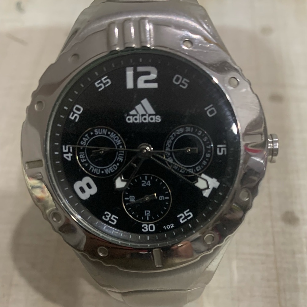 Men’s Adidas Black and Silver Chronograph Watch